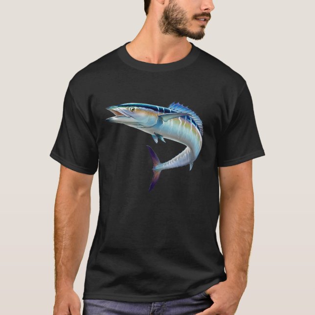 realistic Spanish Mackerel fish for lovers Fishing T Shirt (Framsida)