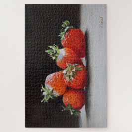 Realistic Strawberries Still Life Oil Painting Pussel