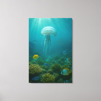 Realistic Underwater Jellyfish in Zakynthos Canvastryck