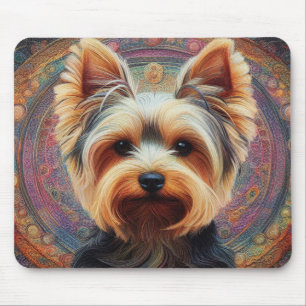 Realistic Yorkshire Terrier Hund Colorful Gräns Musmatta