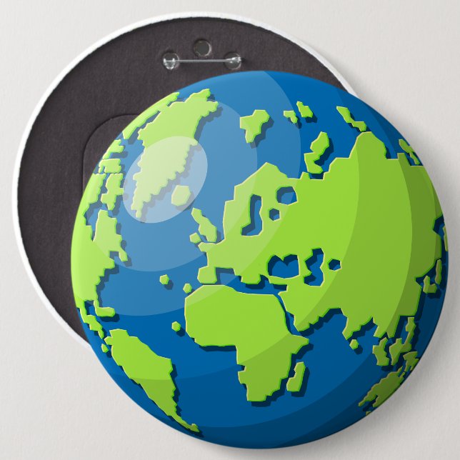 Realistisk 3D-globdesign Jordklot Konst Knapp (Framsida & baksida)