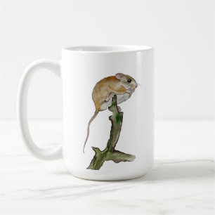 Realistisk akvarellmus i ett träd kaffemugg