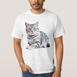 Realistisk amerikansk Shorthair-utskrift - Kattdju T Shirt