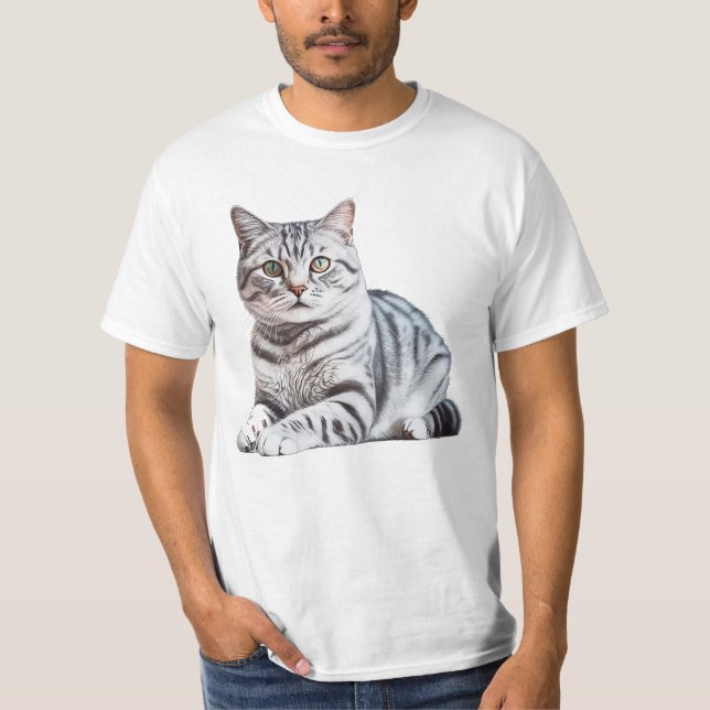 Realistisk amerikansk Shorthair-utskrift - Kattdju T Shirt (Framsida)