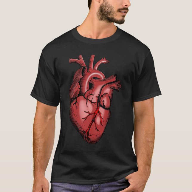 Realistisk anatomiskt hjärtbild t shirt (Framsida)
