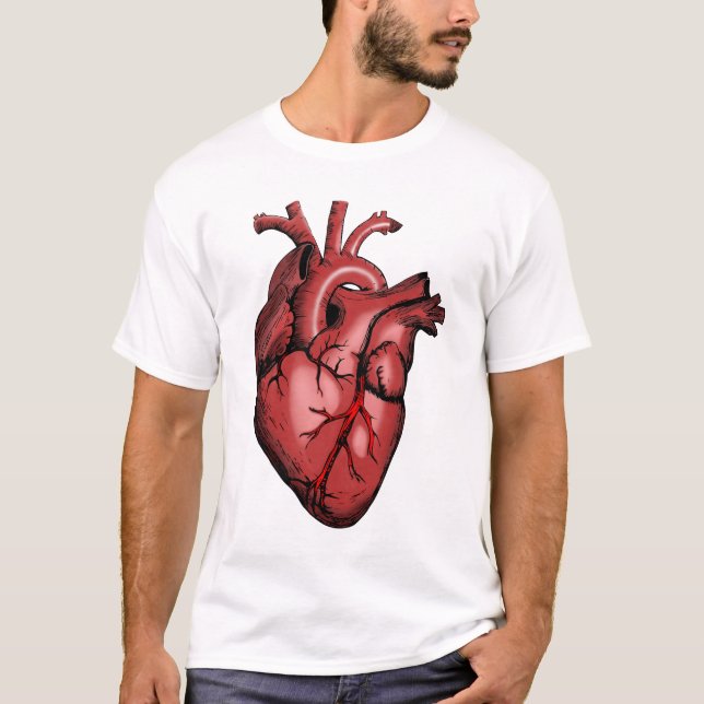 Realistisk anatomiskt hjärtbild t shirt (Framsida)