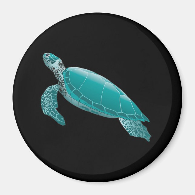 Realistisk animerad Sea Turtle Magnet (Framsidan)