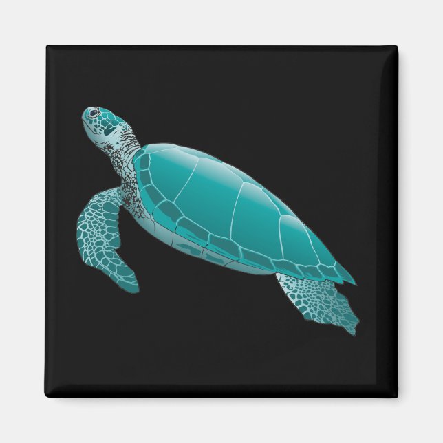Realistisk animerad Sea Turtle Magnet (Framsidan)