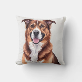 Realistisk brun vit leende lycklig Hund Kudde