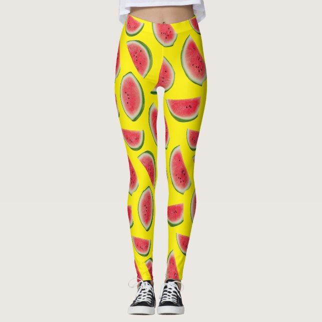 Realistisk design med skivor av vattenmelon leggings (Framsida)