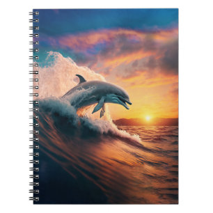 Realistisk dolfin Jumping Ocean Sunset Kids Vuxen Anteckningsbok