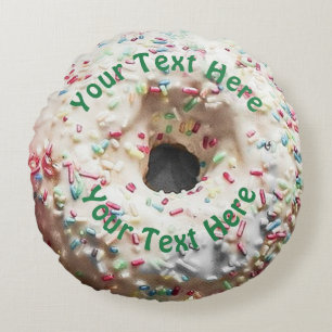 Realistisk Donut med Rainbow Sprinkles Rund Kudde