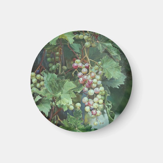 Realistisk druvvin med blad - Finkonst Magnet (Framsidan)