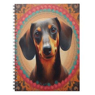 Realistisk färgfull Gräns Cute Dachshund Hund älsk Anteckningsbok