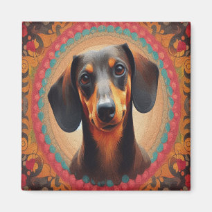Realistisk färgfull Gräns Cute Dachshund Hund älsk Magnet