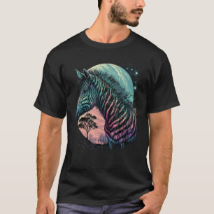 Realistisk färgfull Zebra i Wilderness Nature på M T Shirt