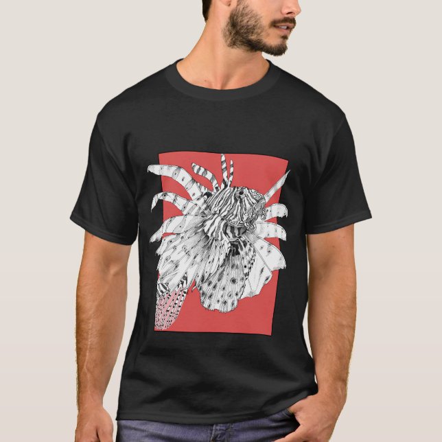 Realistisk fisk Lejonfisk illustration T Shirt (Framsida)
