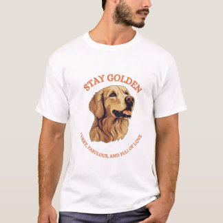 Realistisk Golden Retriever Hund Stanna Guldig T Shirt