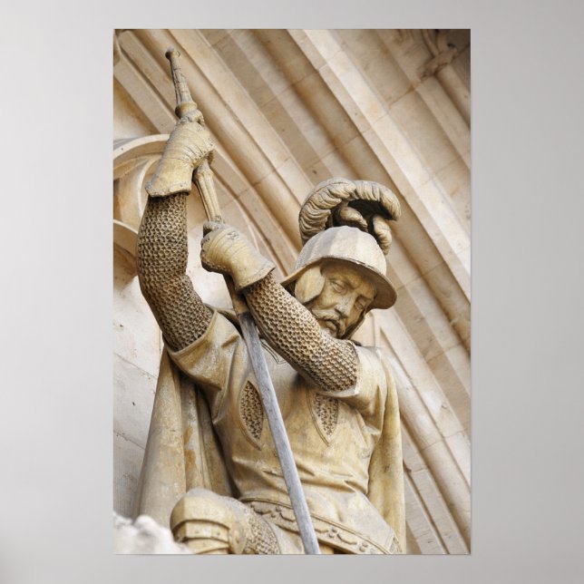 Realistisk gotisk staty som dekorerar fasader poster (Framsidan)