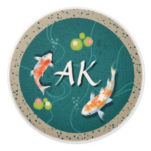 Realistisk Grönt Japansk koi Fish Pond Knopp