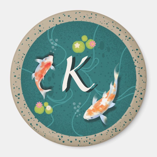 Realistisk Grönt Japansk koi Fish Pond Magnet (Framsidan)