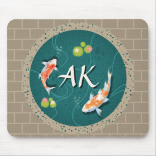 Realistisk Grönt Japansk koi Fish Pond Musmatta