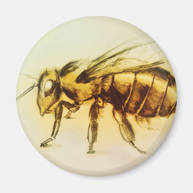Realistisk Gult Hornet art, Round Magnet - Bee (Framsidan)