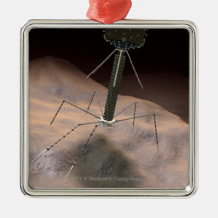 Realistisk illustration av bacteriophagen julgransprydnad metall