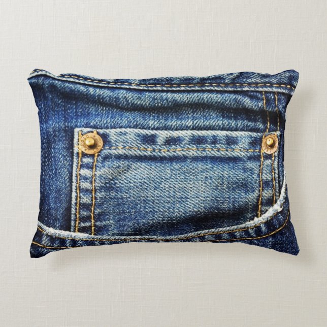 Realistisk jeans stoppa i fickan prydnadskudde (Framsidan)