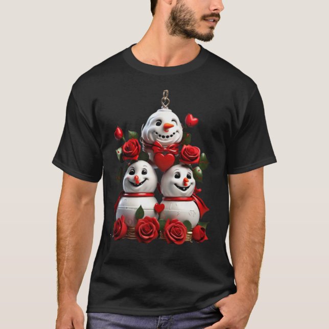 Realistisk jul-Klockor .Festive Röd ros T Shirt (Framsida)