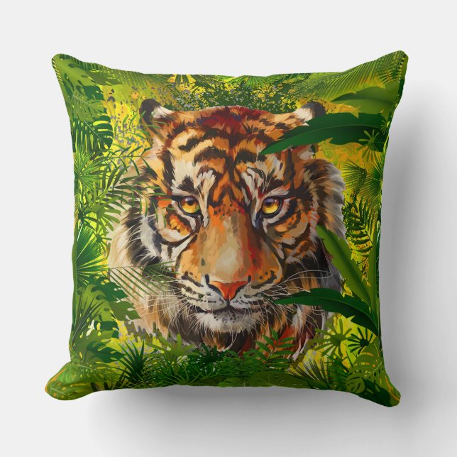 Realistisk jungle Tiger Pillow - Tiger Kudde (Framsida)