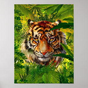Realistisk jungle Tiger Poster konst - tigger