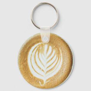 Realistisk kaffekonst skum och grädde ormbunke nyckelring