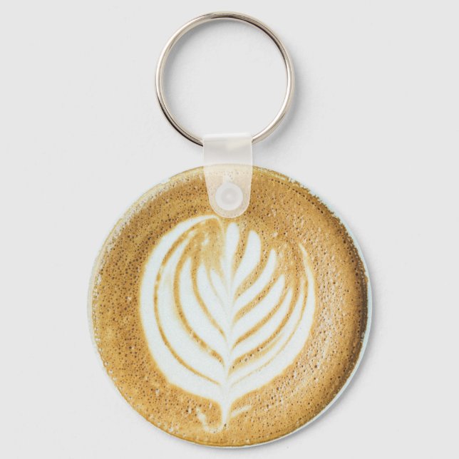 Realistisk kaffekonst skum och grädde ormbunke nyckelring (Framsida)