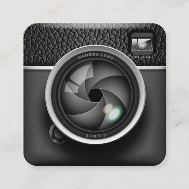 Realistisk kameramotograf fyrkantigt visitkort (Framsida)