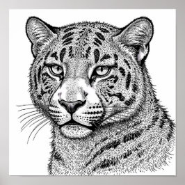 Realistisk Leopardytryck Hud/Päls Färgning Mall Poster
