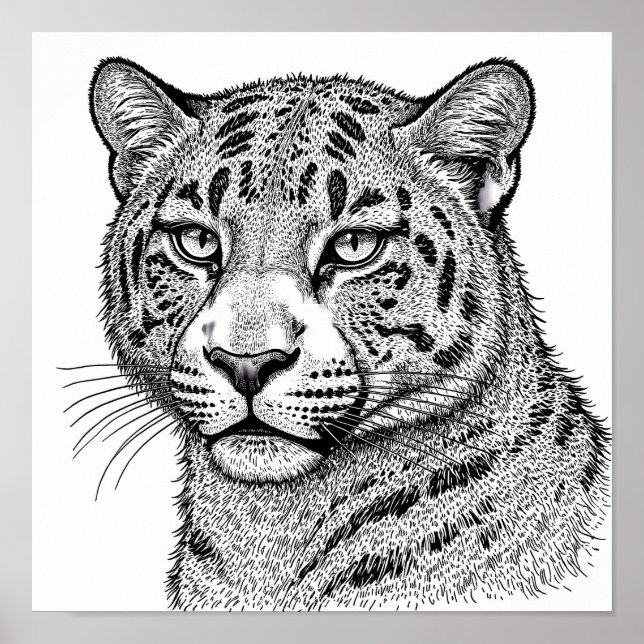 Realistisk Leopardytryck Hud/Päls Färgning Mall Poster (Framsidan)