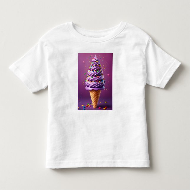 Realistisk Lila Ice Cream Cone T Shirt (Framsida)