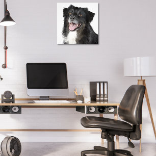 Realistisk målning av en vacker glad hund fototryck