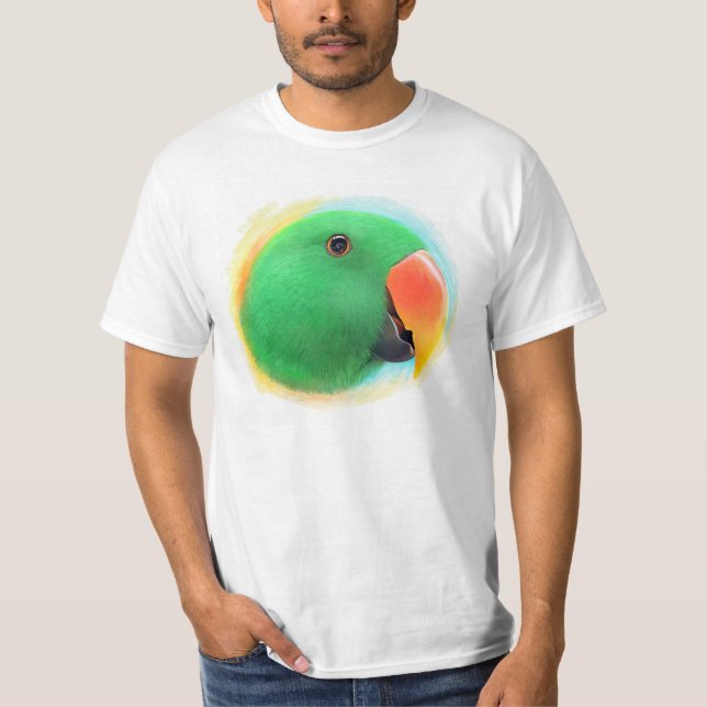 Realistisk målning för Eclectus papegoja T-shirt (Framsida)
