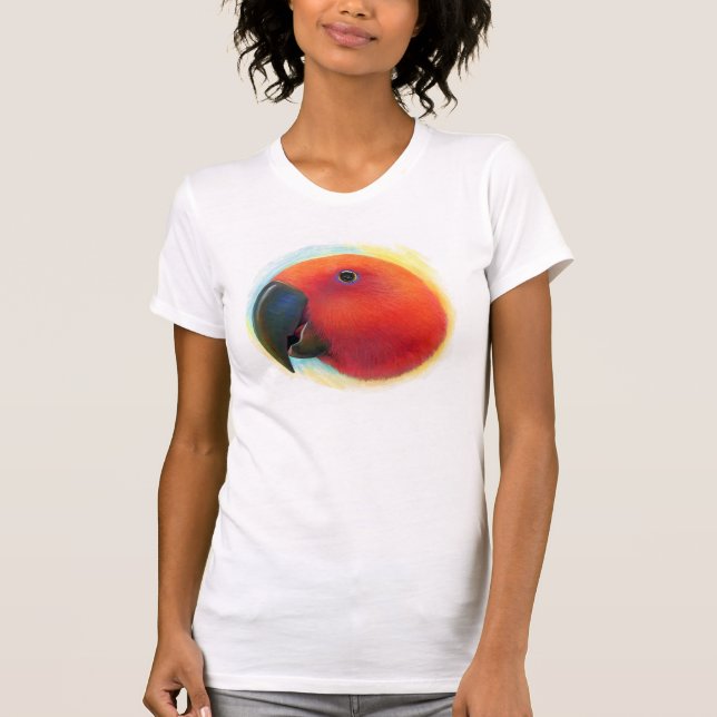Realistisk målning för Eclectus papegoja Tee Shirt (Framsida)