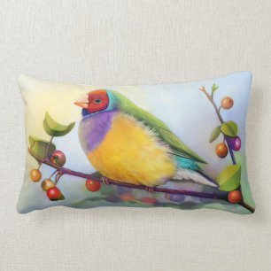 Realistisk målning för Gouldian finch Lumbarkudde