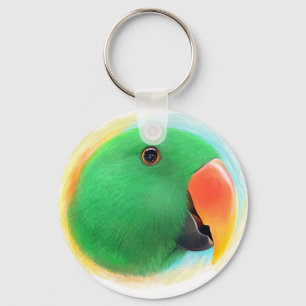 Realistisk målning för grön eclectuspapegoja nyckelring