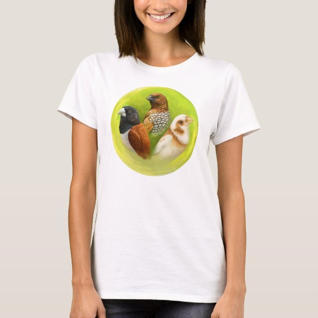 Realistisk målning för Munia finches Tee Shirt (Framsida)