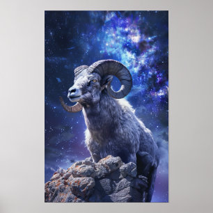 Realistisk målning Poster med majestisk aries-astr