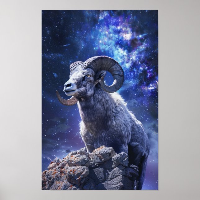 Realistisk målning Poster med majestisk aries-astr (Framsidan)