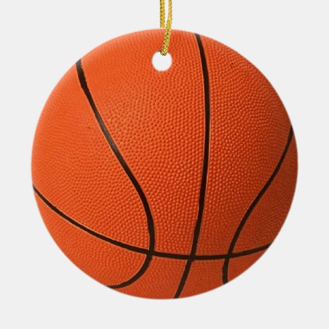 Realistisk och cool basketboll julgransprydnad keramik (Framsidan)