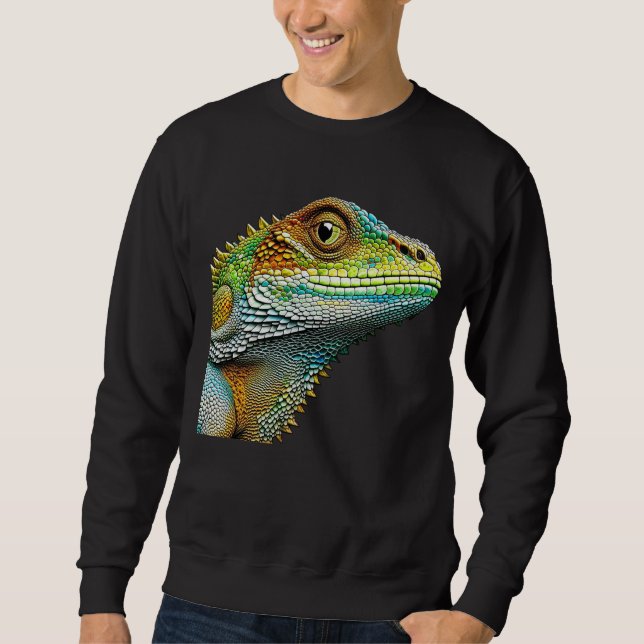 Realistisk ödla Iguana Lång Ärmad Tröja (Framsida)