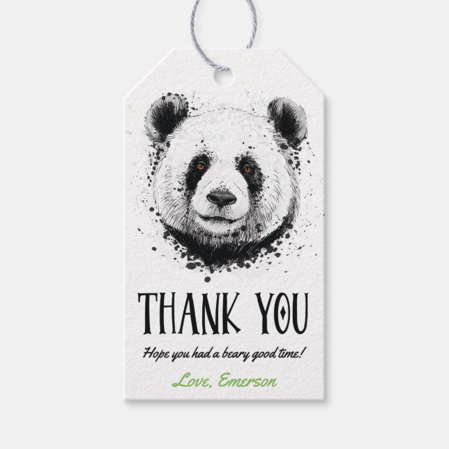Realistisk Panda Björn Födelsedags Tack Present Presentetikett (Framsidan)