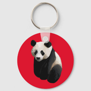 Realistisk Panda Red Keychain Nyckelring